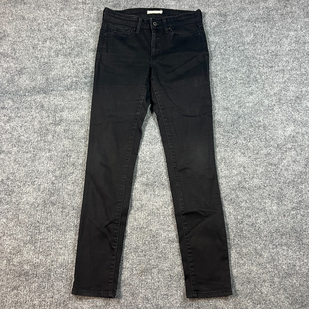 Levi's 711 Skinny Jeans Womens 27 Black Denim Cotton Stretch Dark Wash Mid Rise
